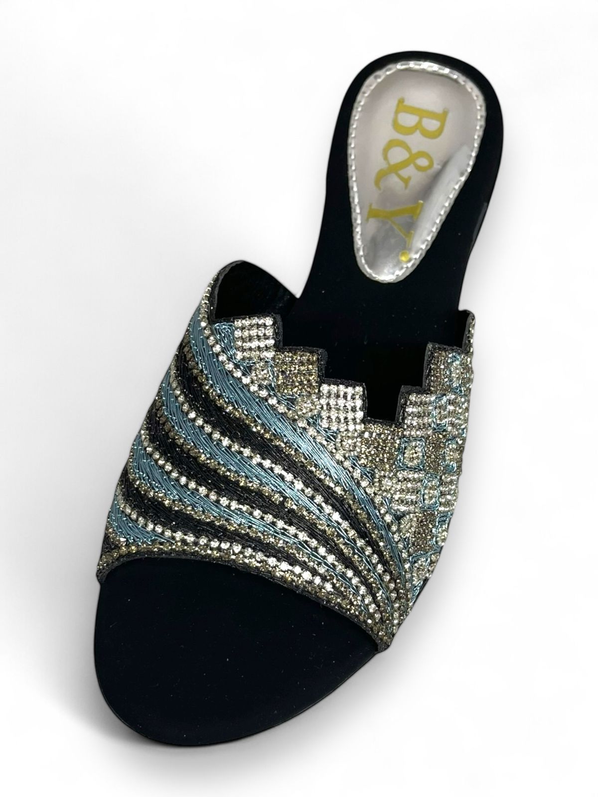 Silhouette Black Block Heel Slip-on Sandal