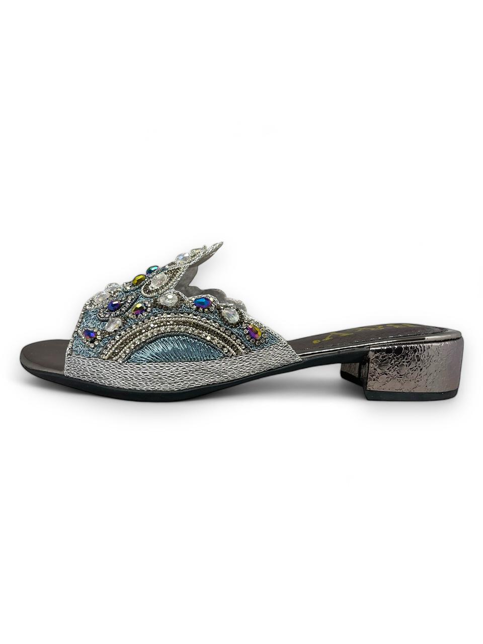 Lilt Silver Block Heel Slip-on Sandal