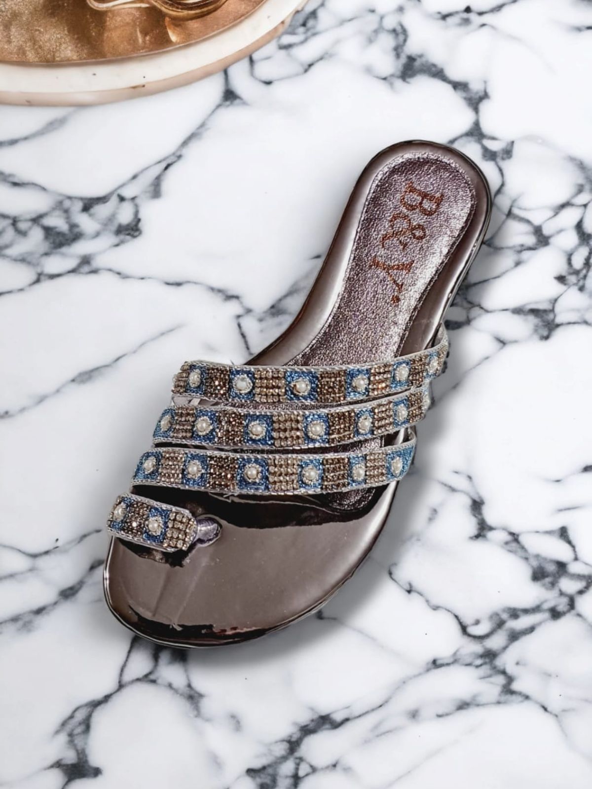 Zephyr Silver Flat Slip-on Sandal