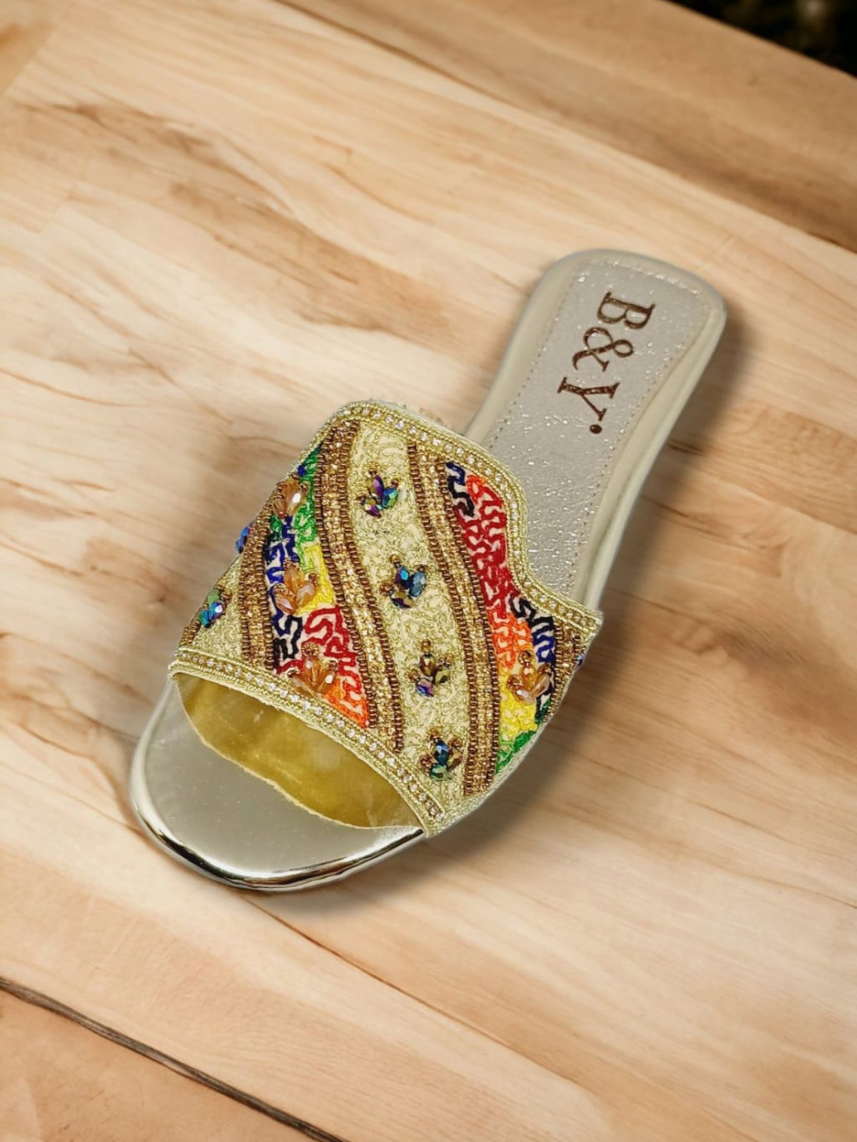 Aura Golden Flat Slip-on Sandal