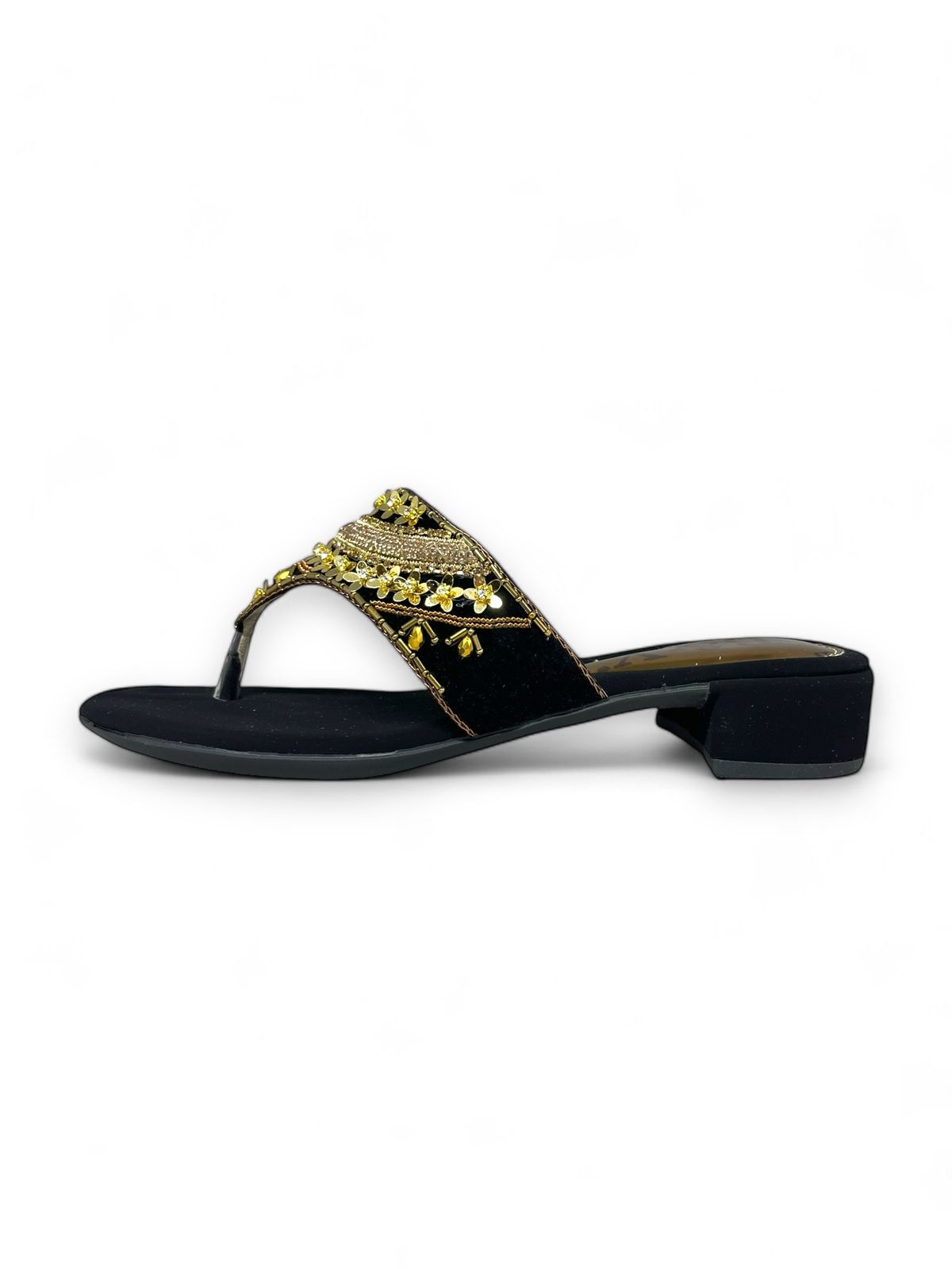 Nimbus Black Block Heel Slip-on Sandal