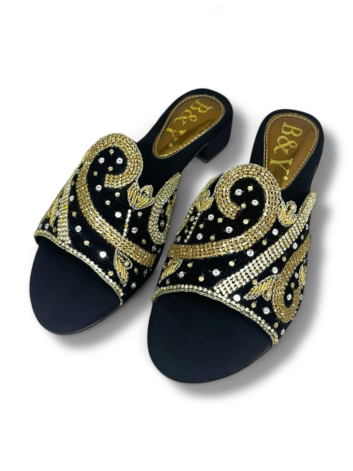 Harmony Black Block Heel Slip-on Sandal