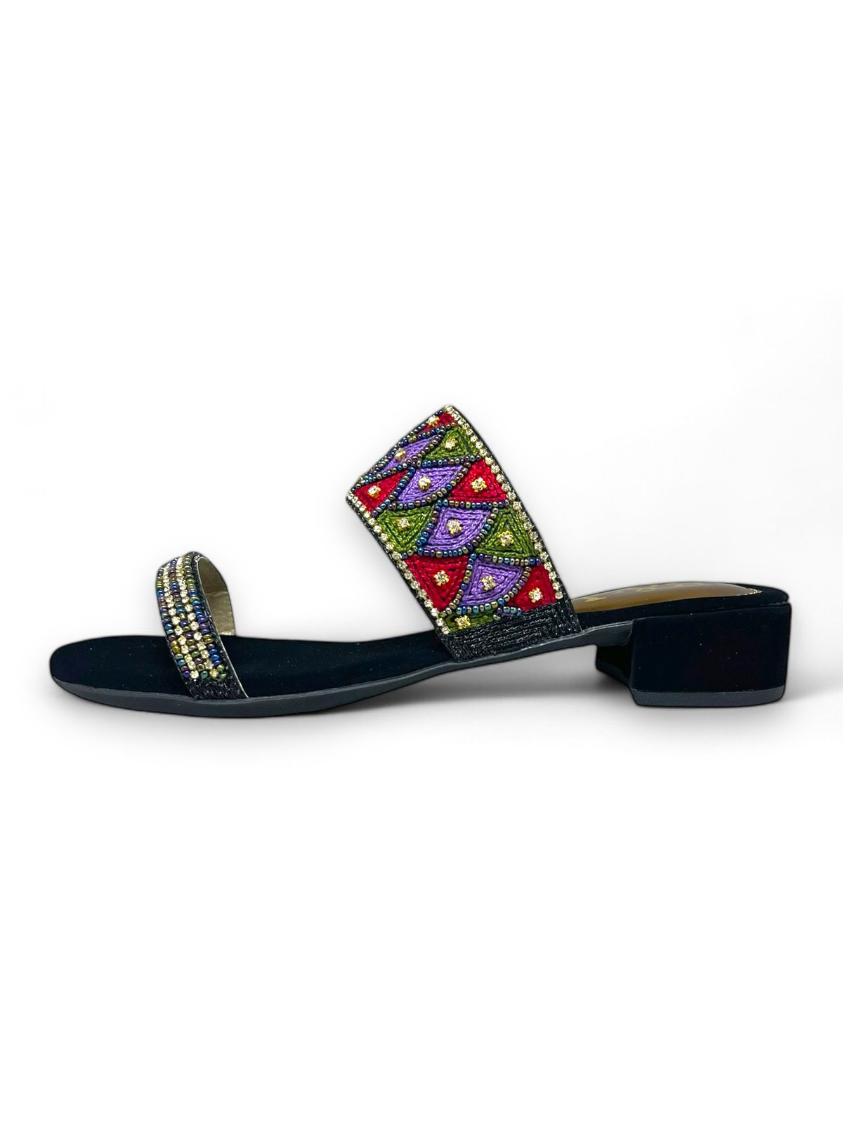 Hint Black Block Heel Slip-on Sandal