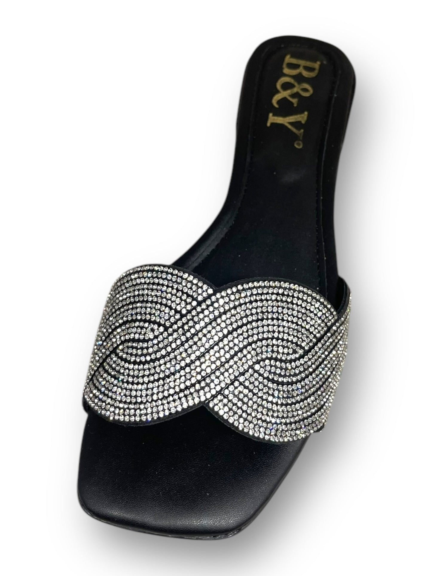 Jynoa Black Low Heel Slip-on Sandal