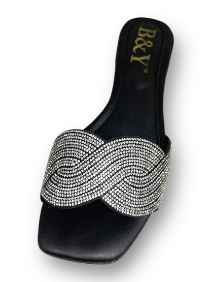 Jynoa Black Low Heel Slip-on Sandal