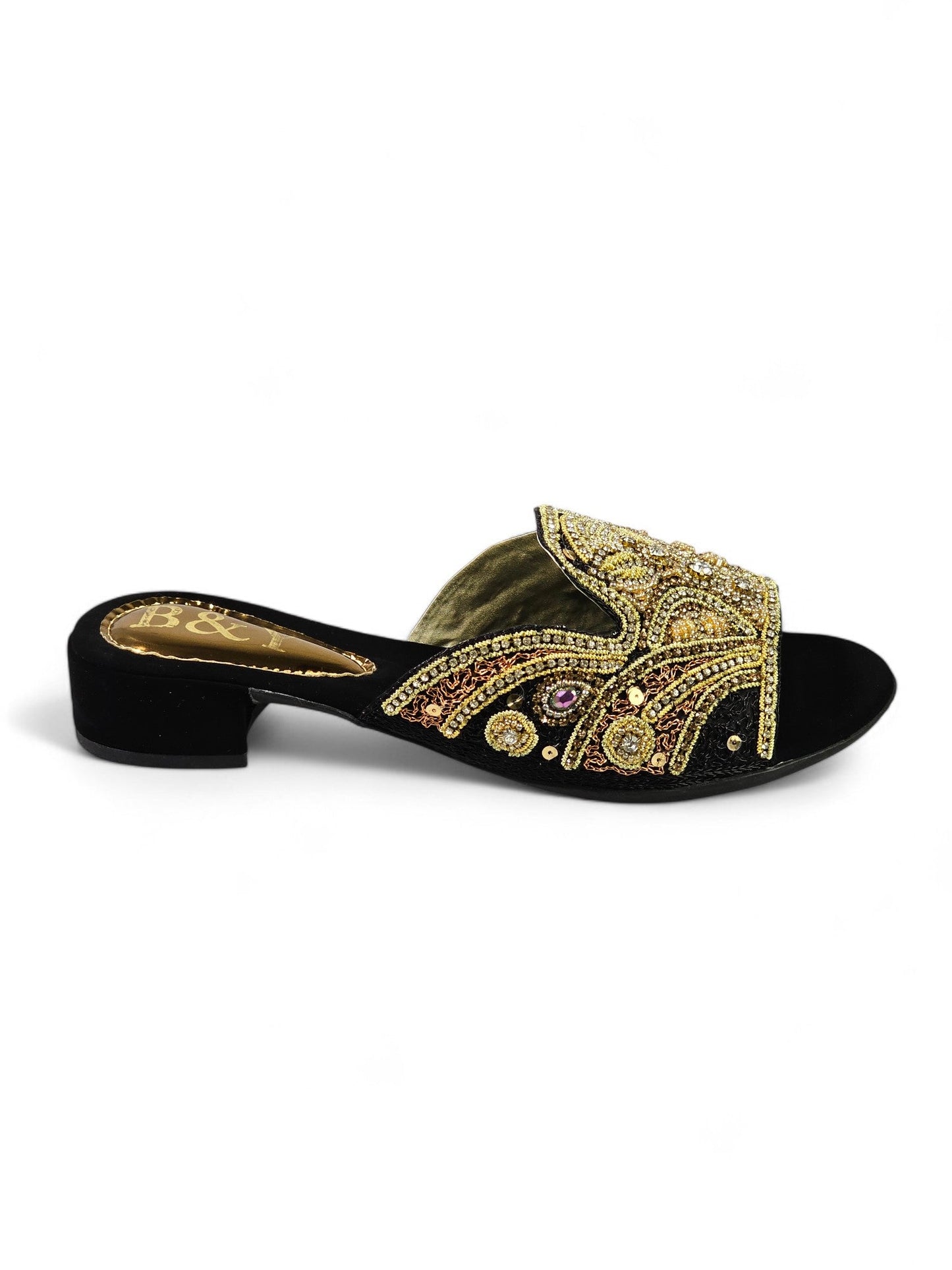 Ovidia Black Block Heel Slip-on Sandal