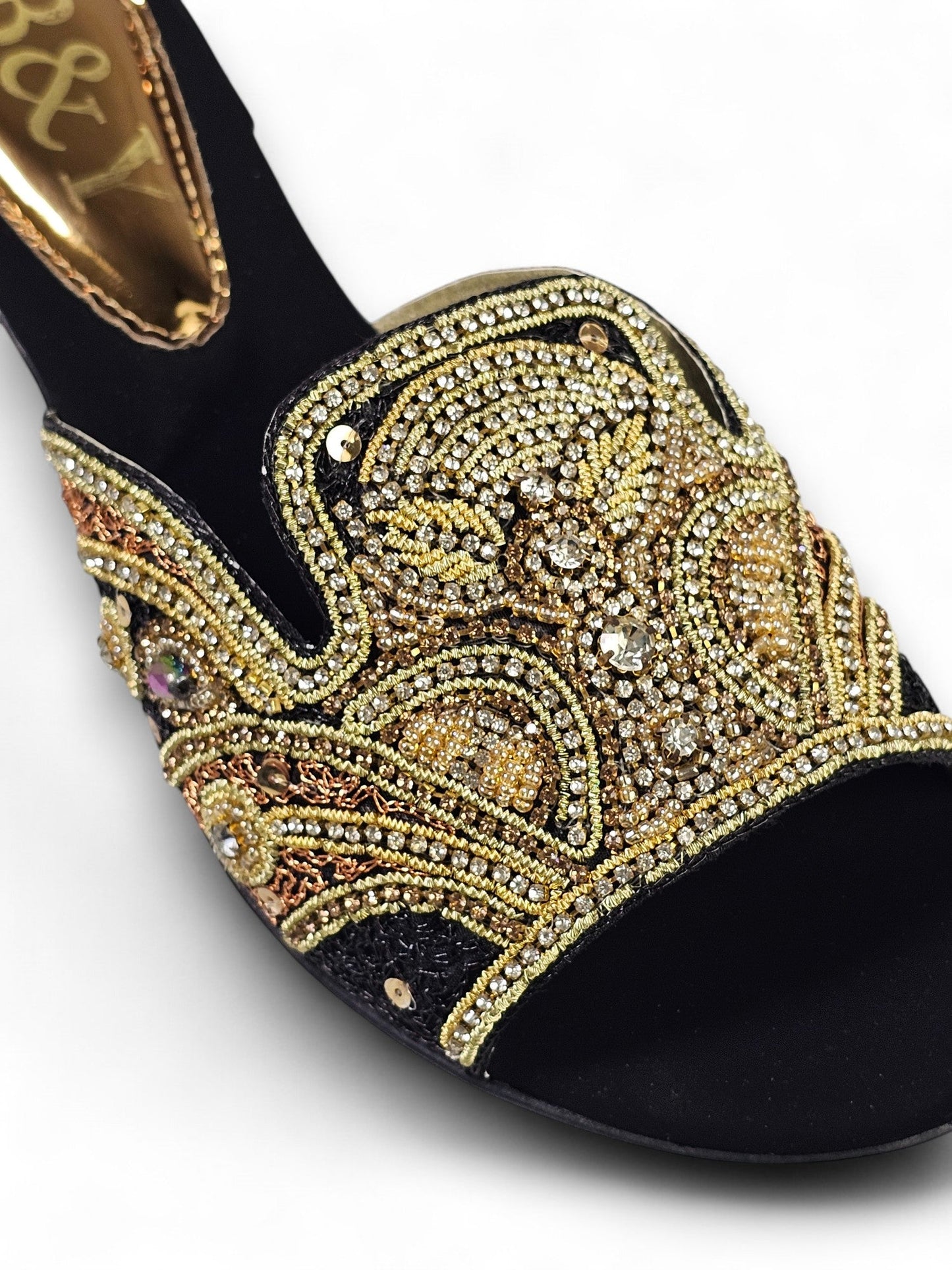 Ovidia Black Block Heel Slip-on Sandal