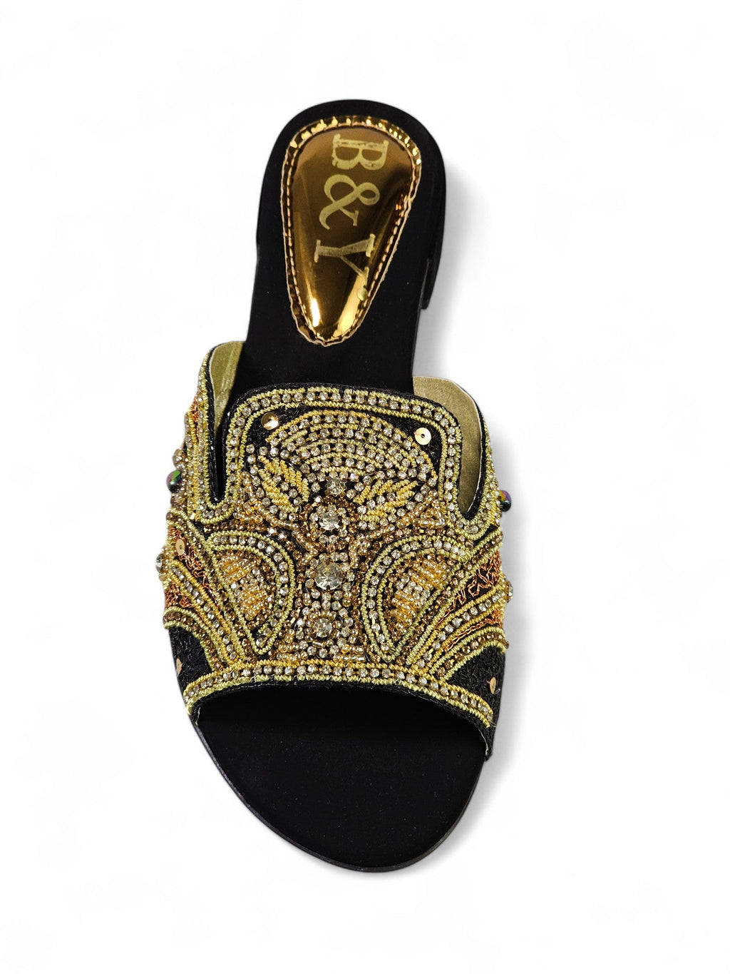 Ovidia Black Block Heel Slip On Sandal - Bilwani & Yakoob