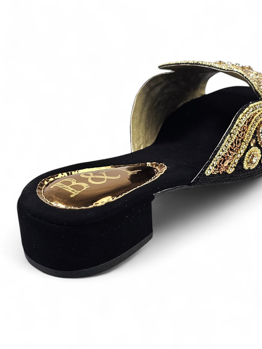 Ovidia Black Block Heel Slip On Sandal - Bilwani & Yakoob