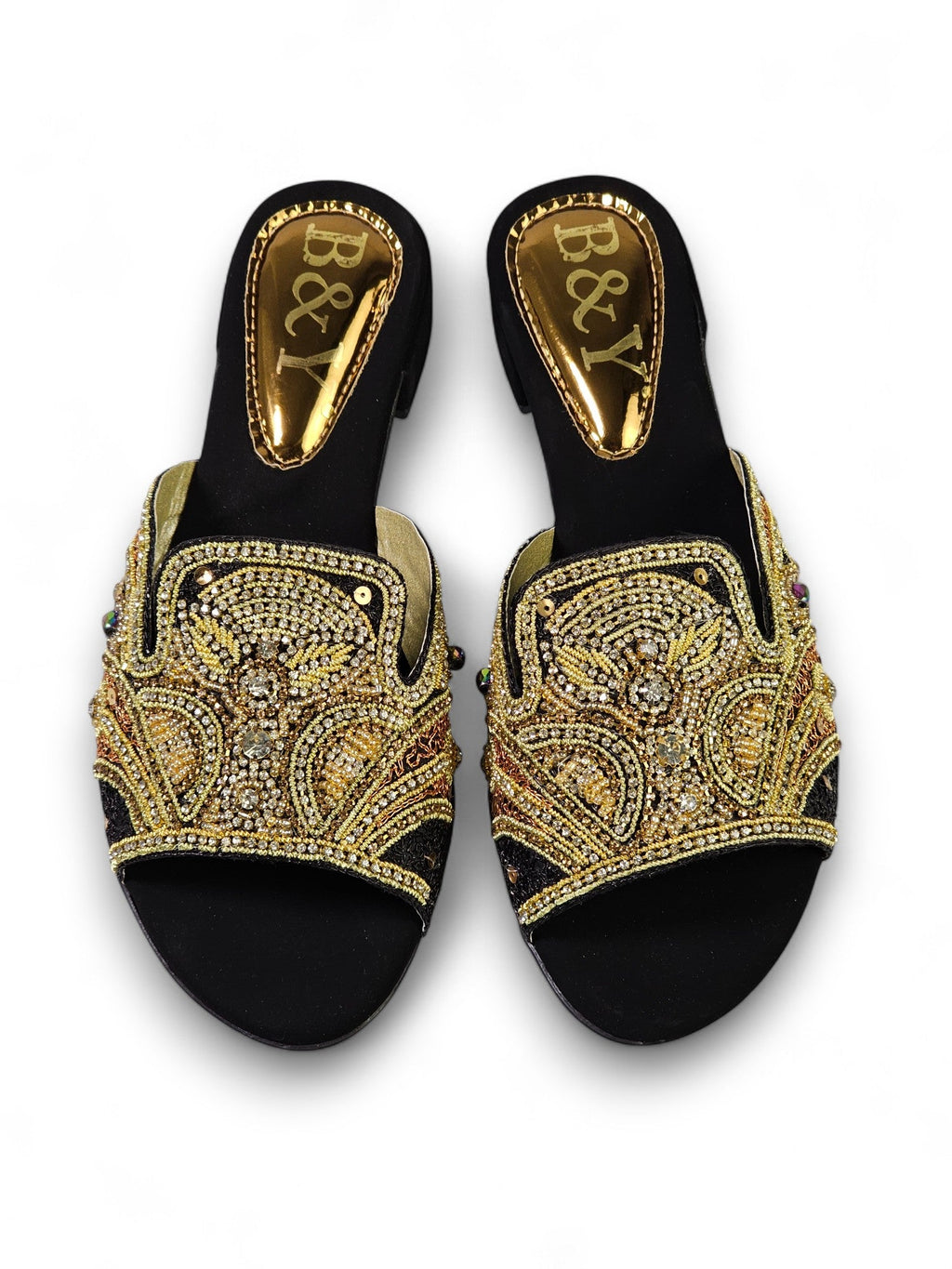 Ovidia Black Block Heel Slip On Sandal - Bilwani & Yakoob