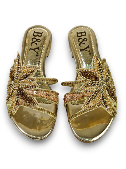Ranova Golden Block Heel Slip-on Sandal