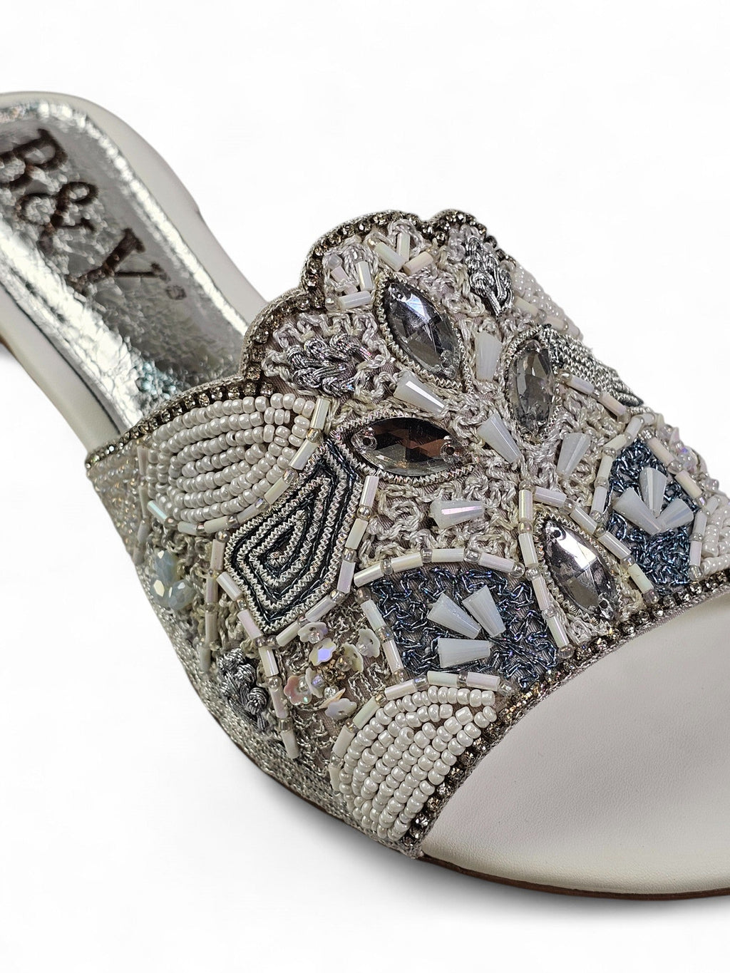 Kessira White Block Heel Slip On Sandal - Bilwani & Yakoob