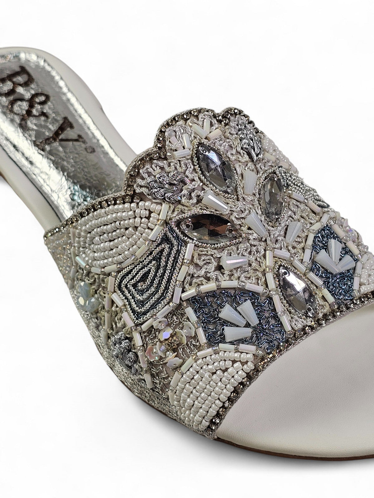 Kessira White Block Heel Slip On Sandal - Bilwani & Yakoob