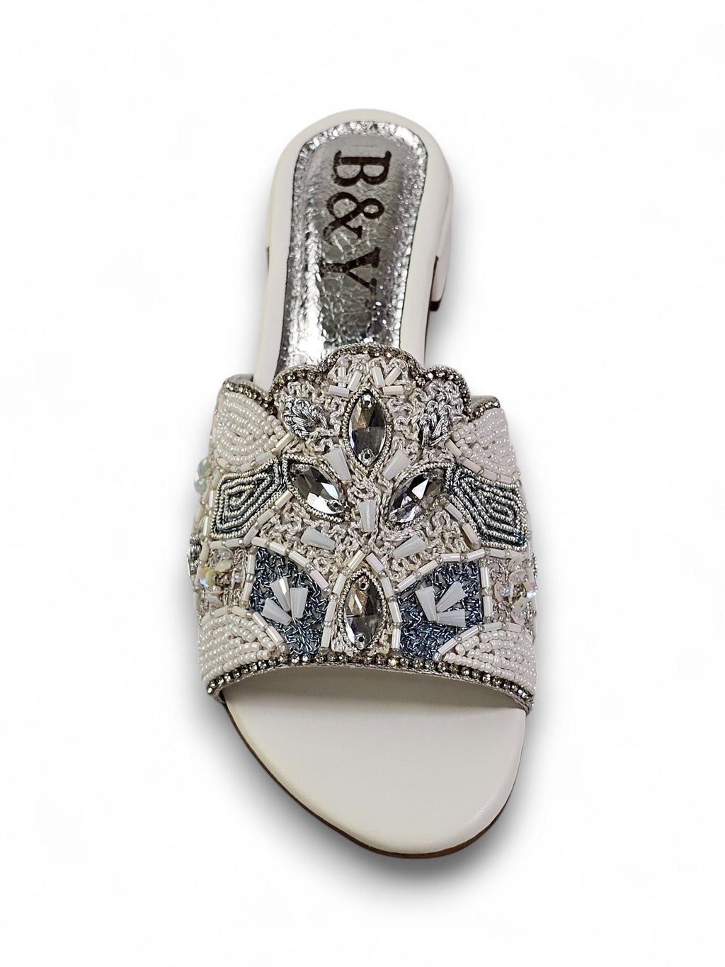 Kessira White Block Heel Slip On Sandal - Bilwani & Yakoob