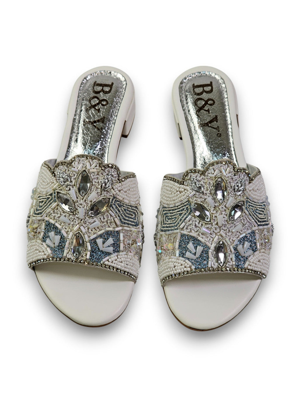 Kessira White Block Heel Slip On Sandal - Bilwani & Yakoob