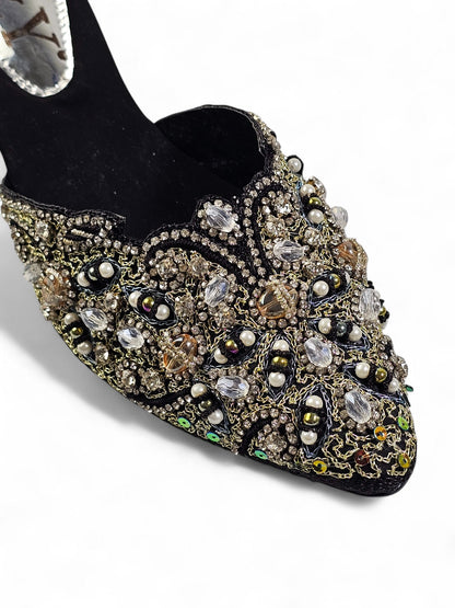 Beam Black Mid Heel Mule