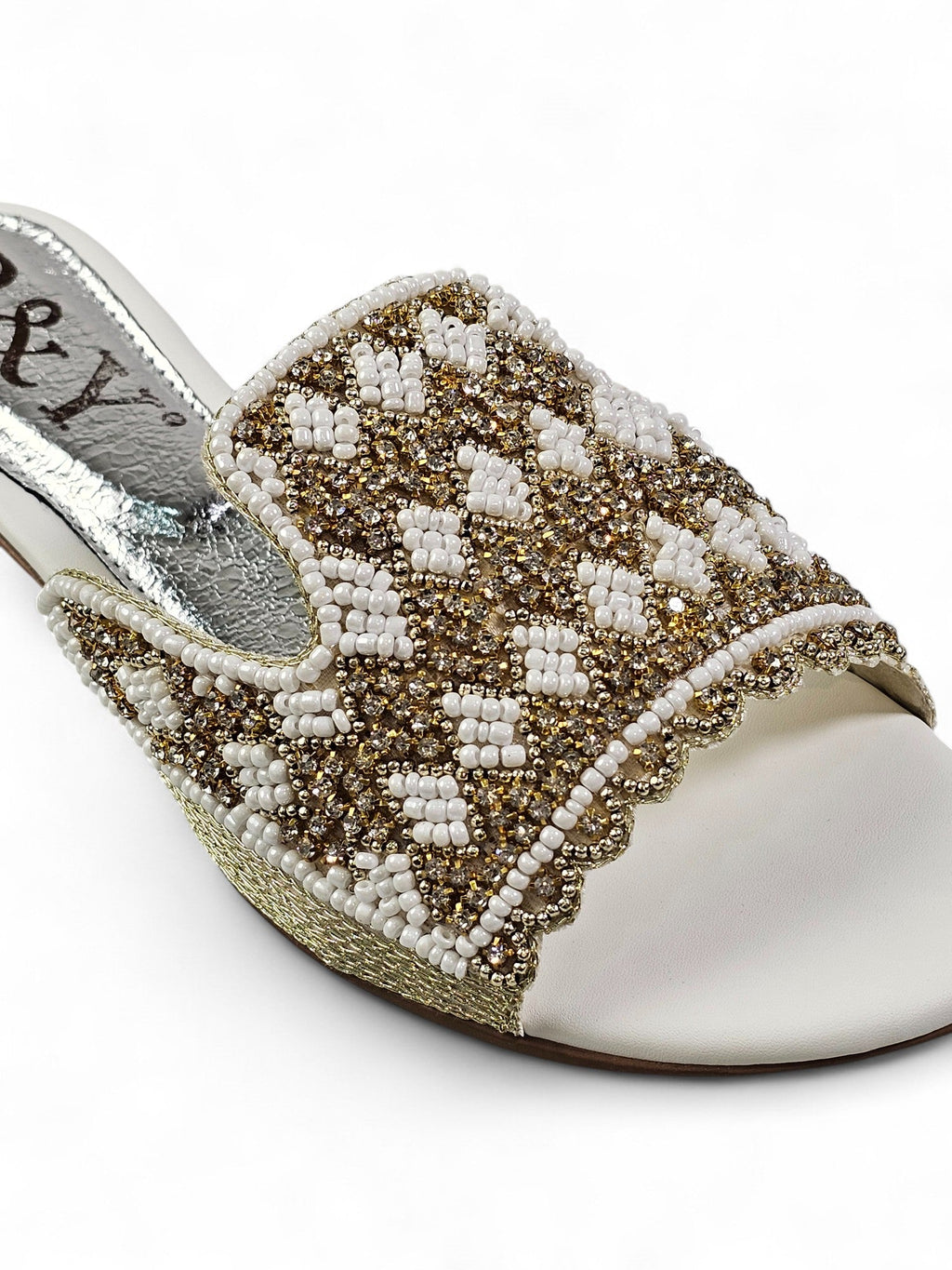 Breeze White Block Heel Slip On Sandal - Bilwani & Yakoob