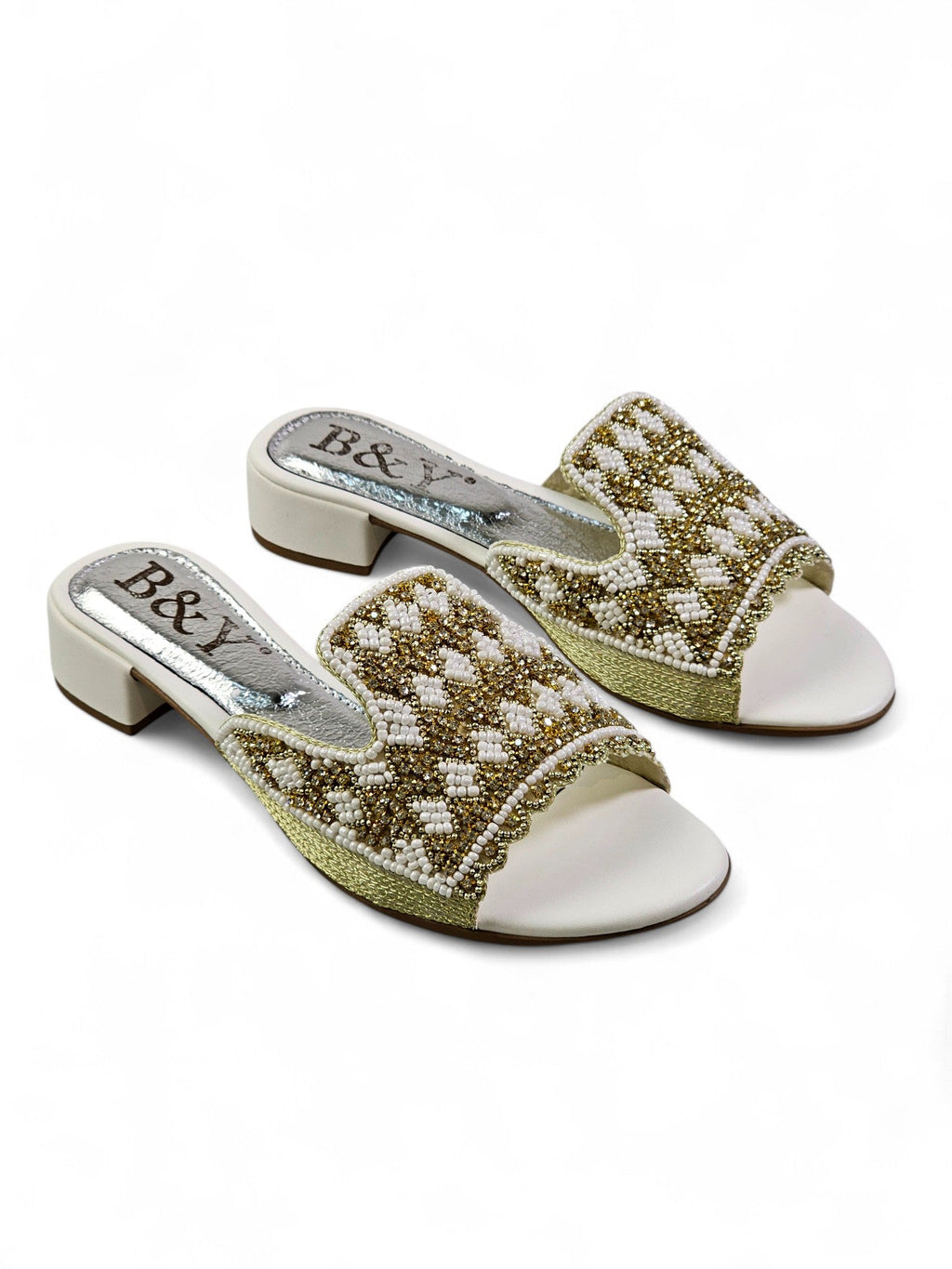 Breeze White Block Heel Slip On Sandal - Bilwani & Yakoob