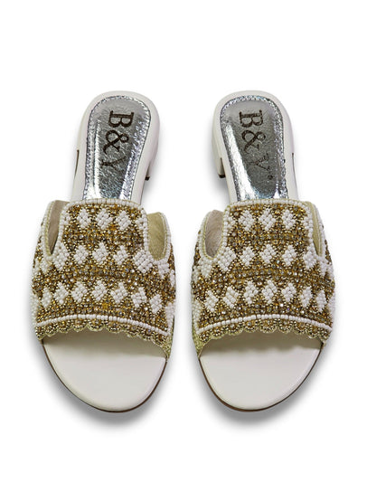 Breeze White Block Heel Slip-on Sandal