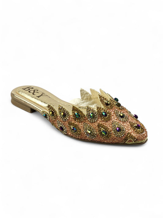 Olviera Golden Flat Mule