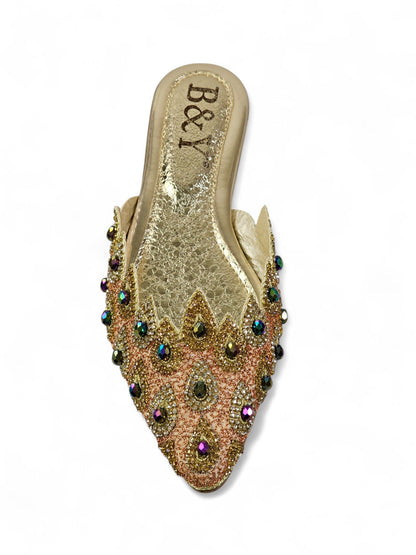 Olviera Golden Flat Mule