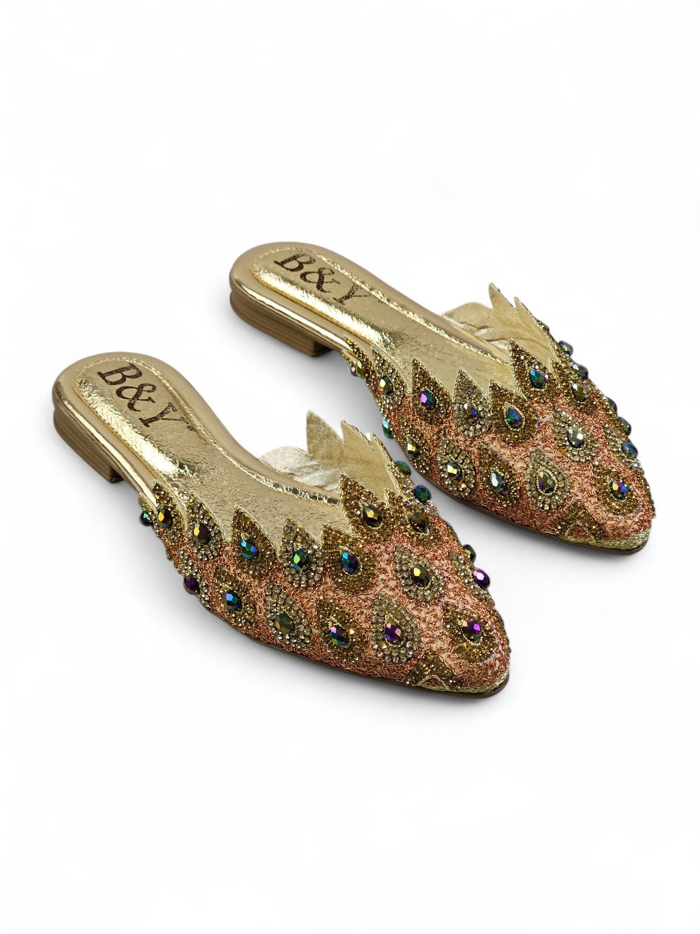 Olviera Golden Flat Mule