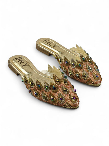 Olviera Golden Flat Mule