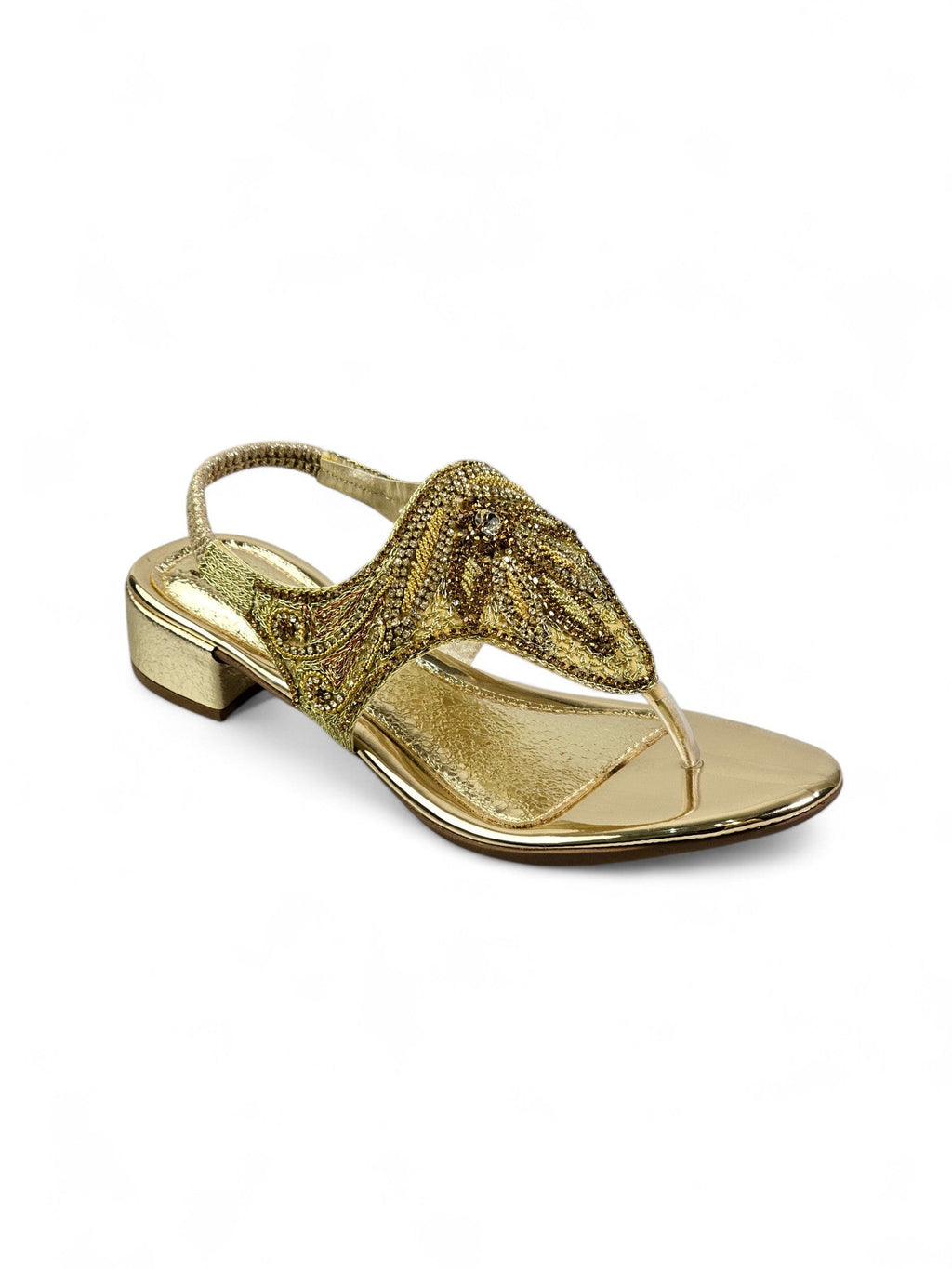 Tingle Golden Block Heels Sandal