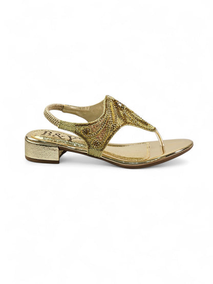 Tingle Golden Block Heels  Sandal