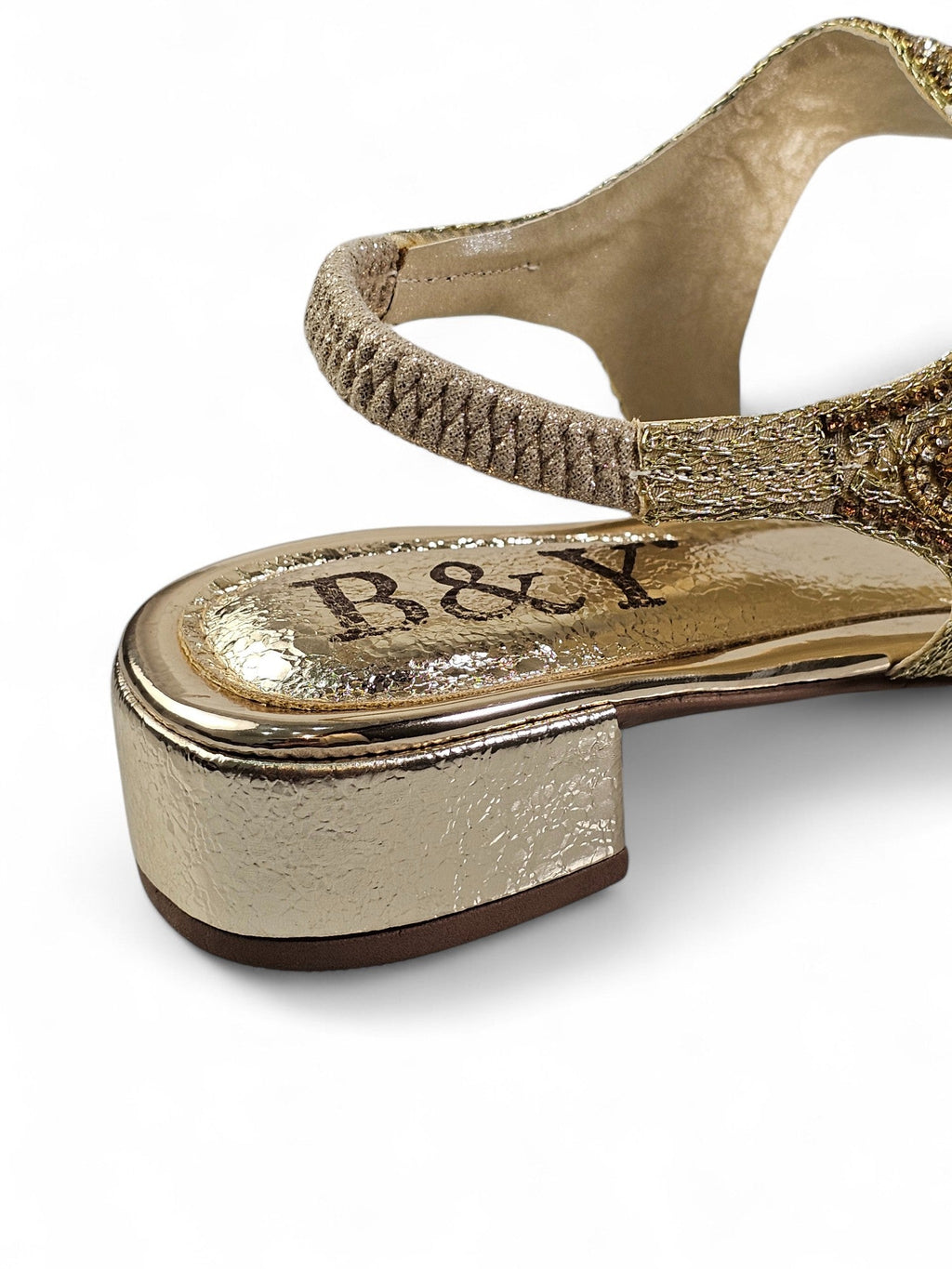 Tingle Golden Block Heels Sandal