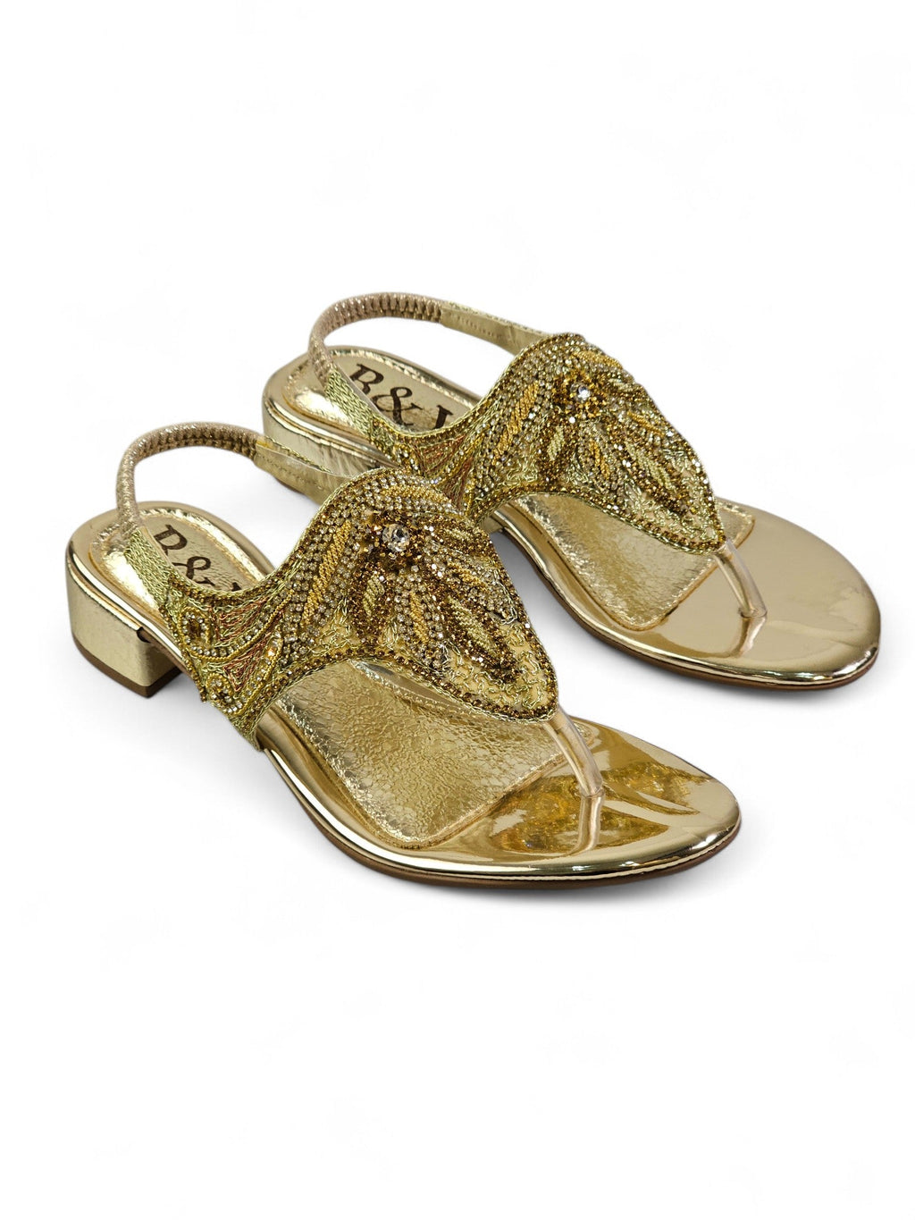 Tingle Golden Block Heels Sandal