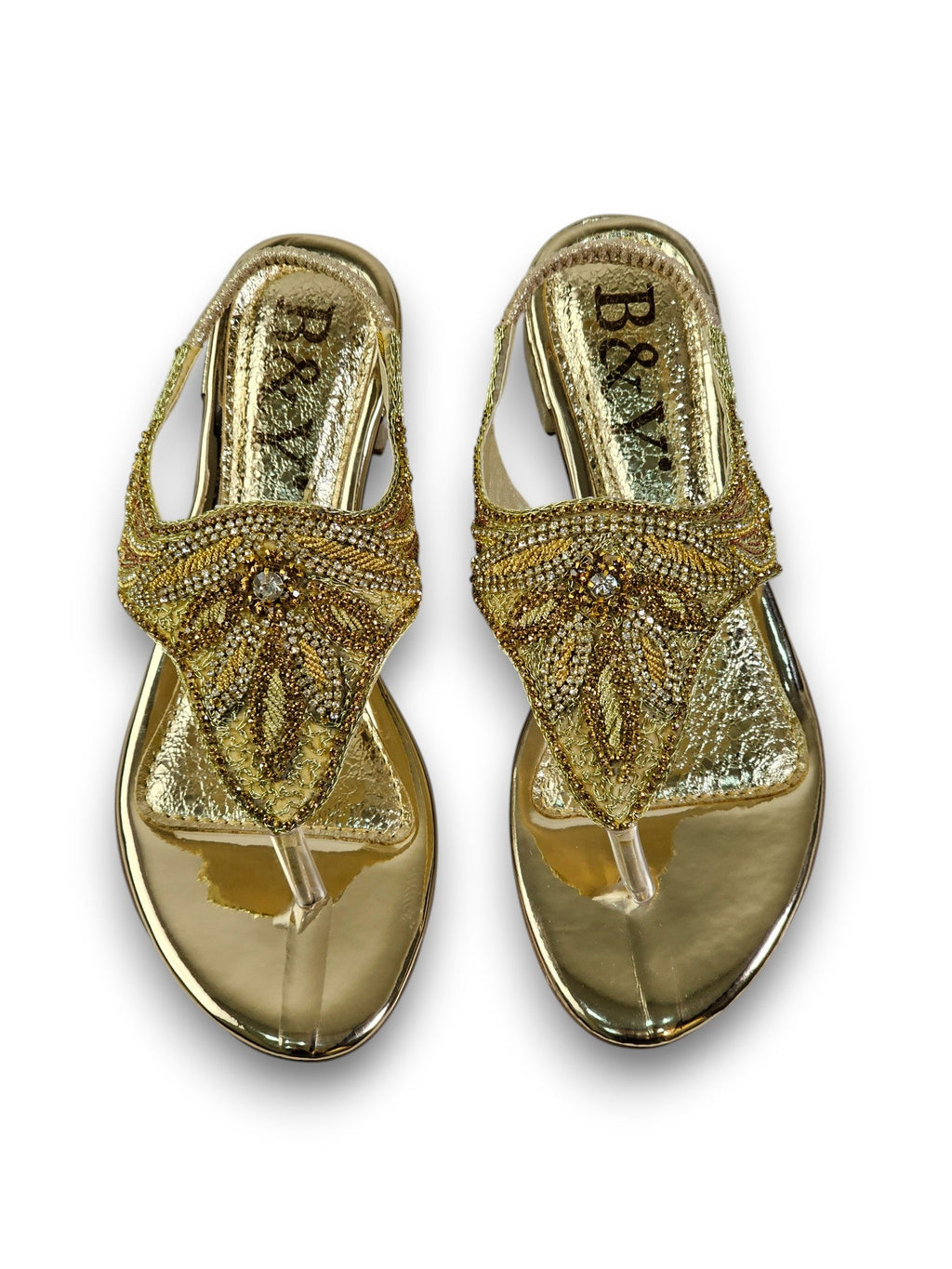 Tingle Golden Block Heels Sandal