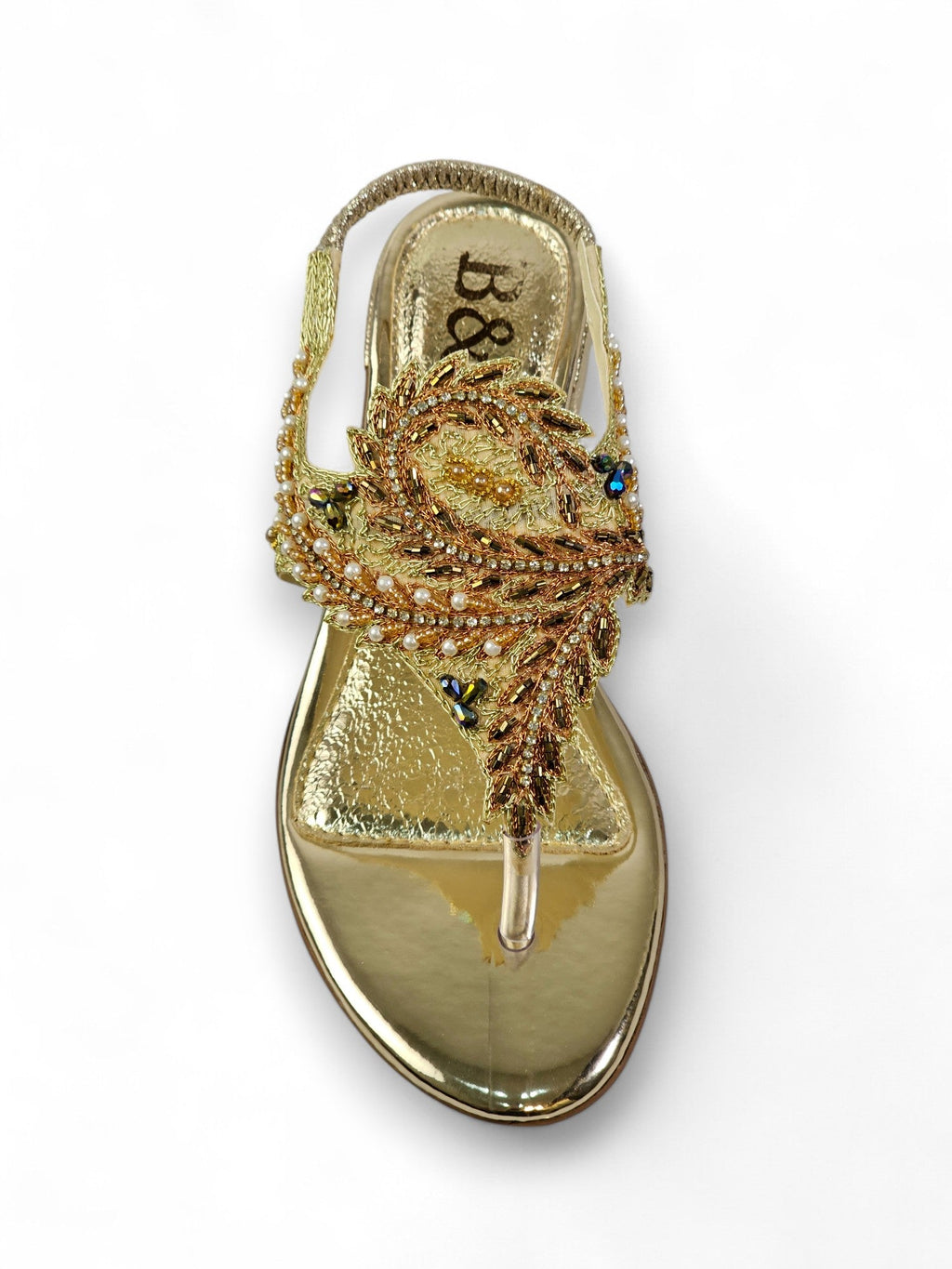 Aureda Golden Block Heels Sandal - Bilwani & Yakoob