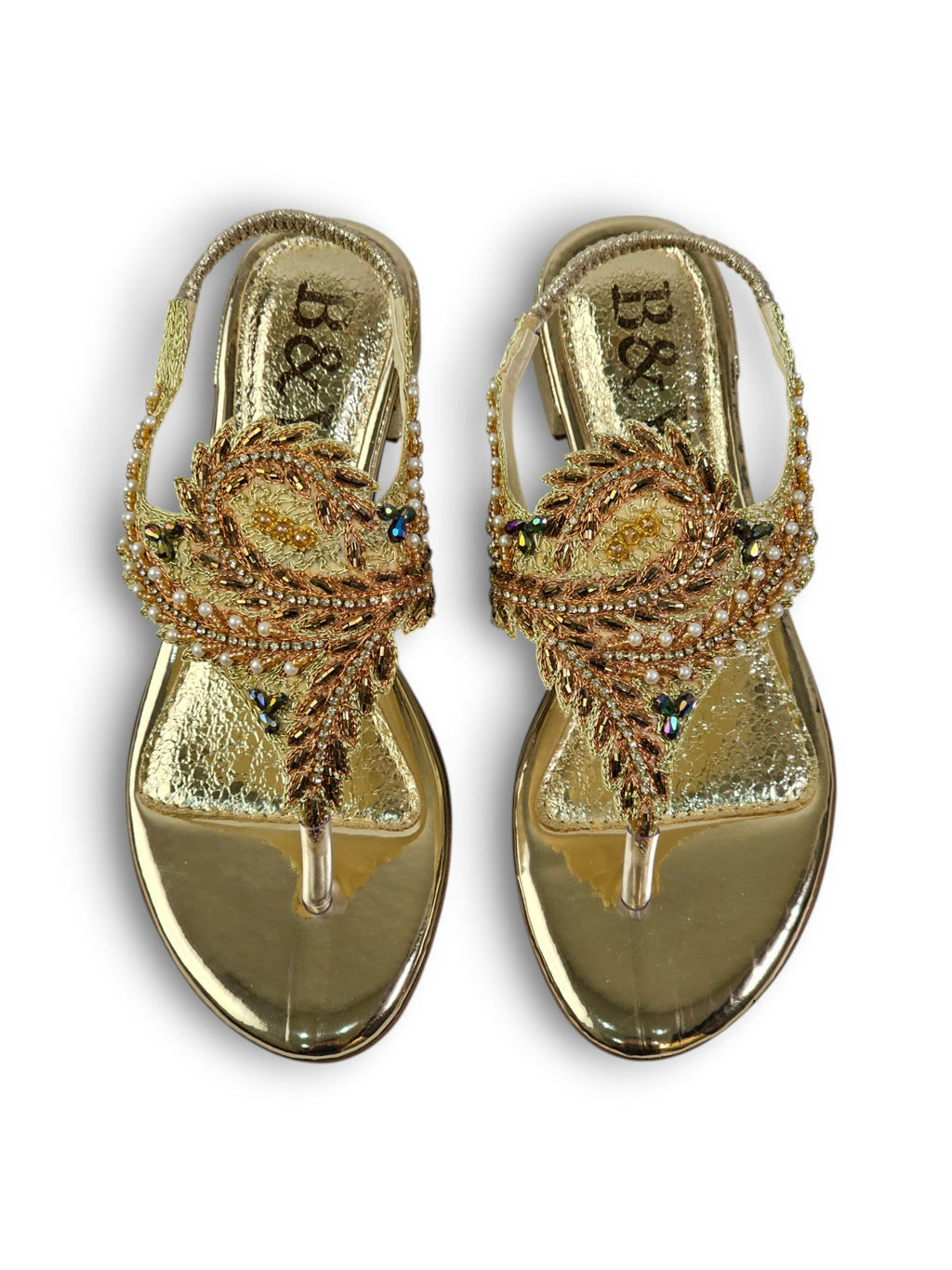 Aureda Golden Block Heels Sandal - Bilwani & Yakoob