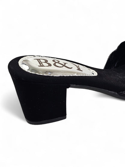 Zevela Black Mid Heel Mule