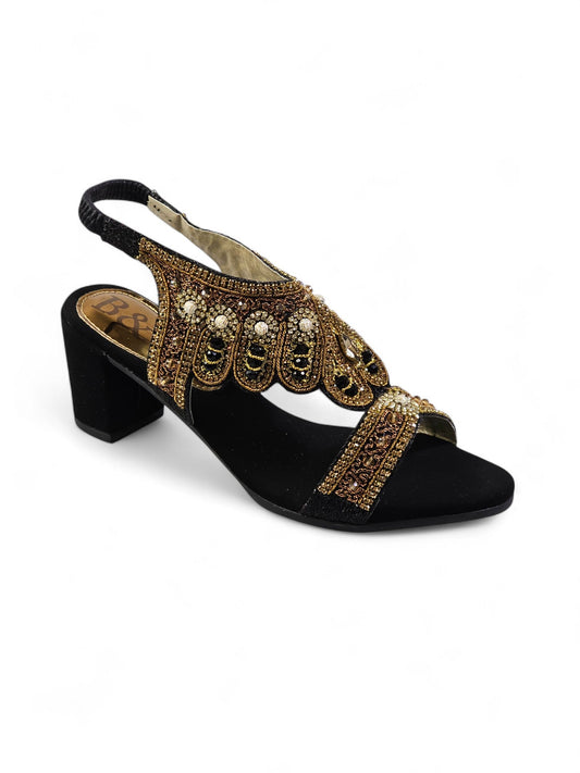 Frost Black  Mid Heel Sandal