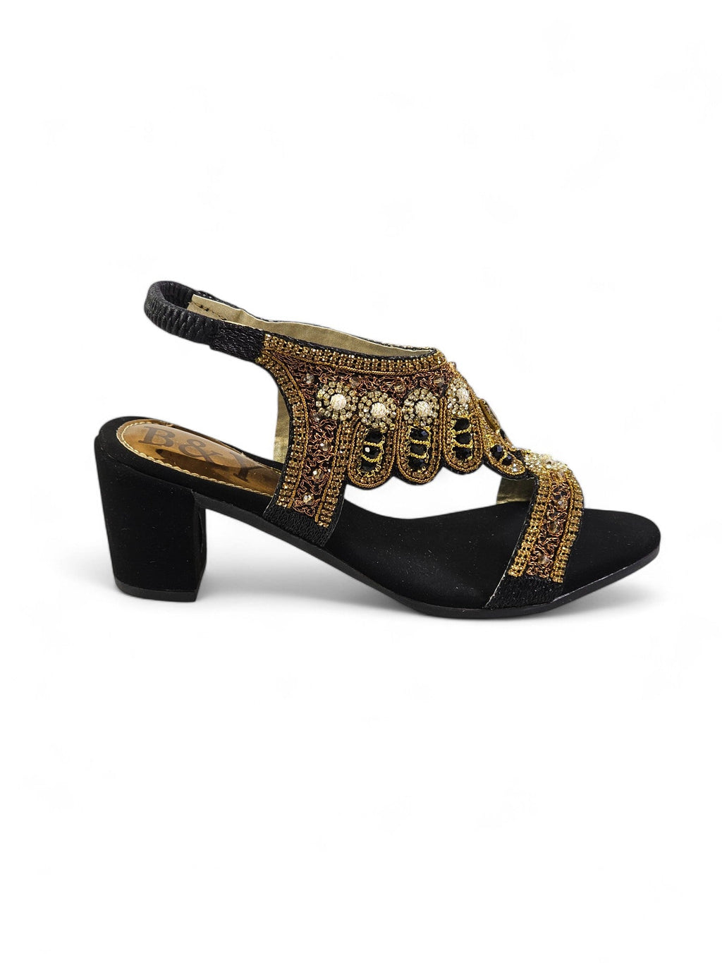 Frost Black Mid Heel Sandal - Bilwani & Yakoob