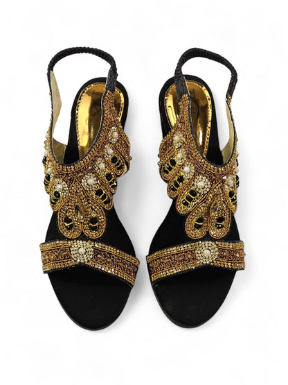 Frost Black  Mid Heel Sandal