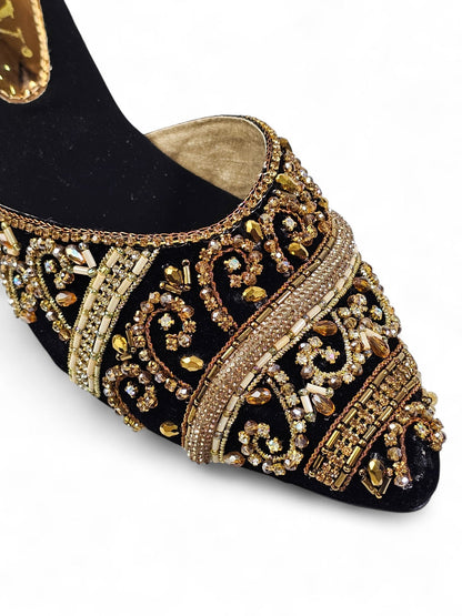 Hum Black Mid Heel Mule