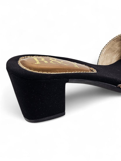 Hum Black Mid Heel Mule