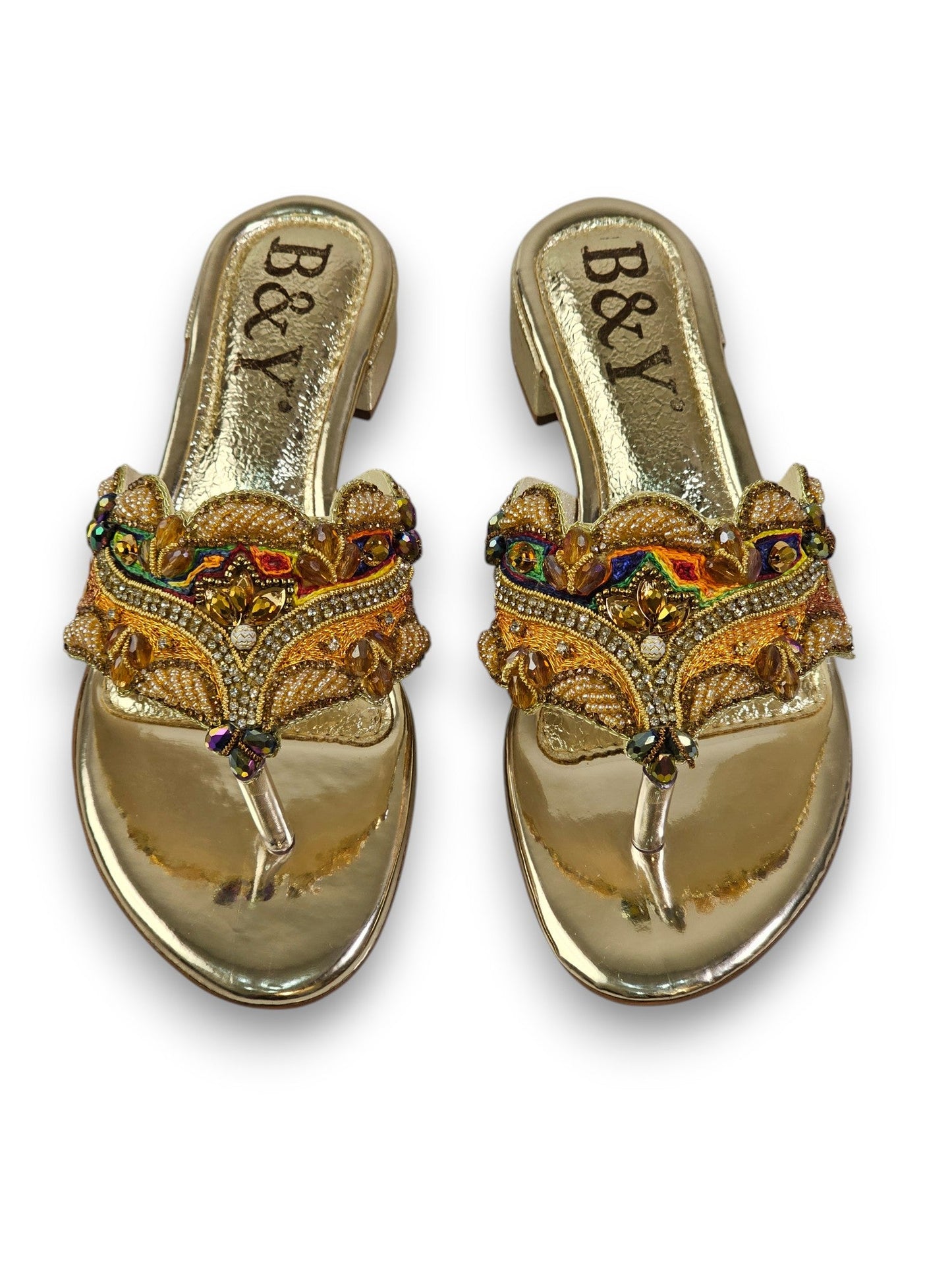 Sorique Golden Block Heel Flip-Flop