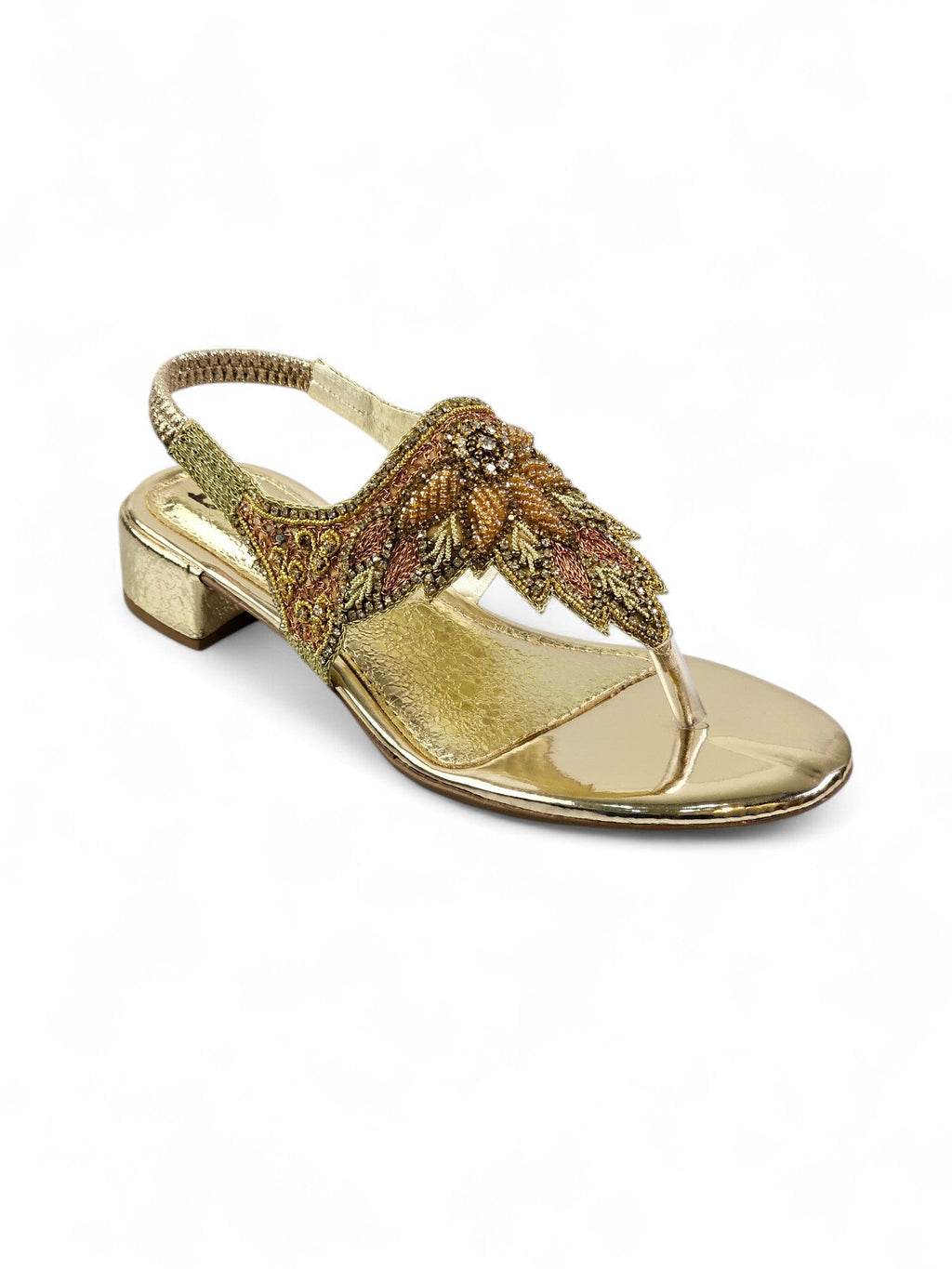 Verse Golden Block Heels Sandal