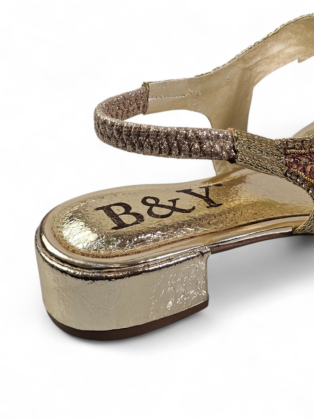 Verse Golden Block Heels Sandal