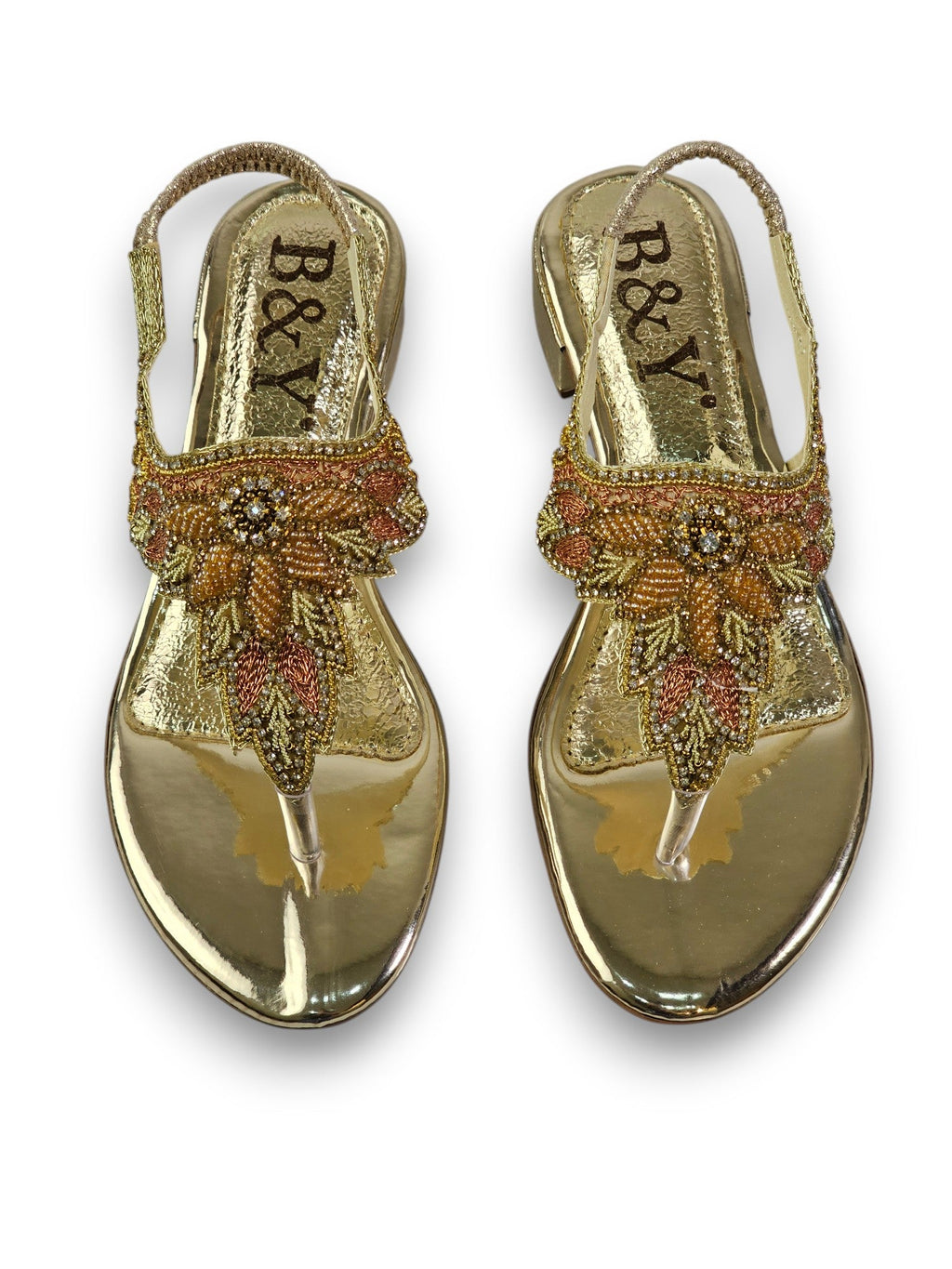 Verse Golden Block Heels Sandal