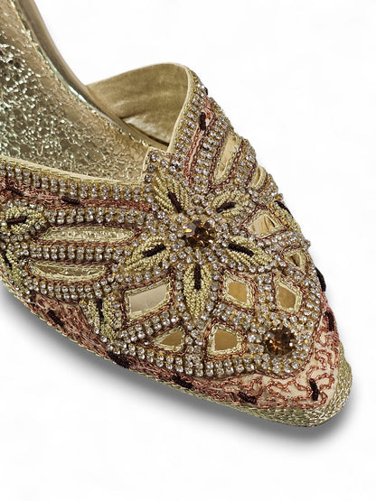 Delisse Golden Mid Heel Mule
