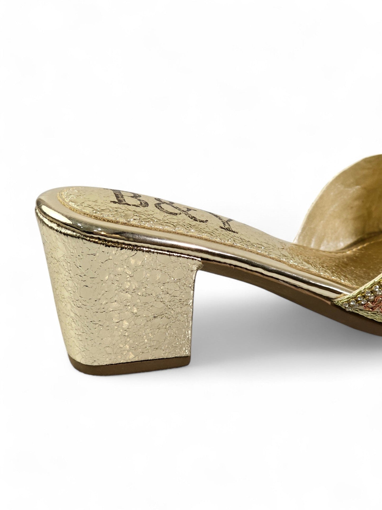 Delisse Golden Mid Heel Mule