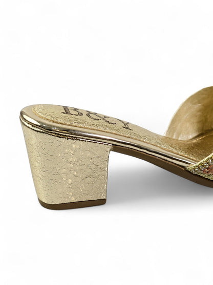 Delisse Golden Mid Heel Mule