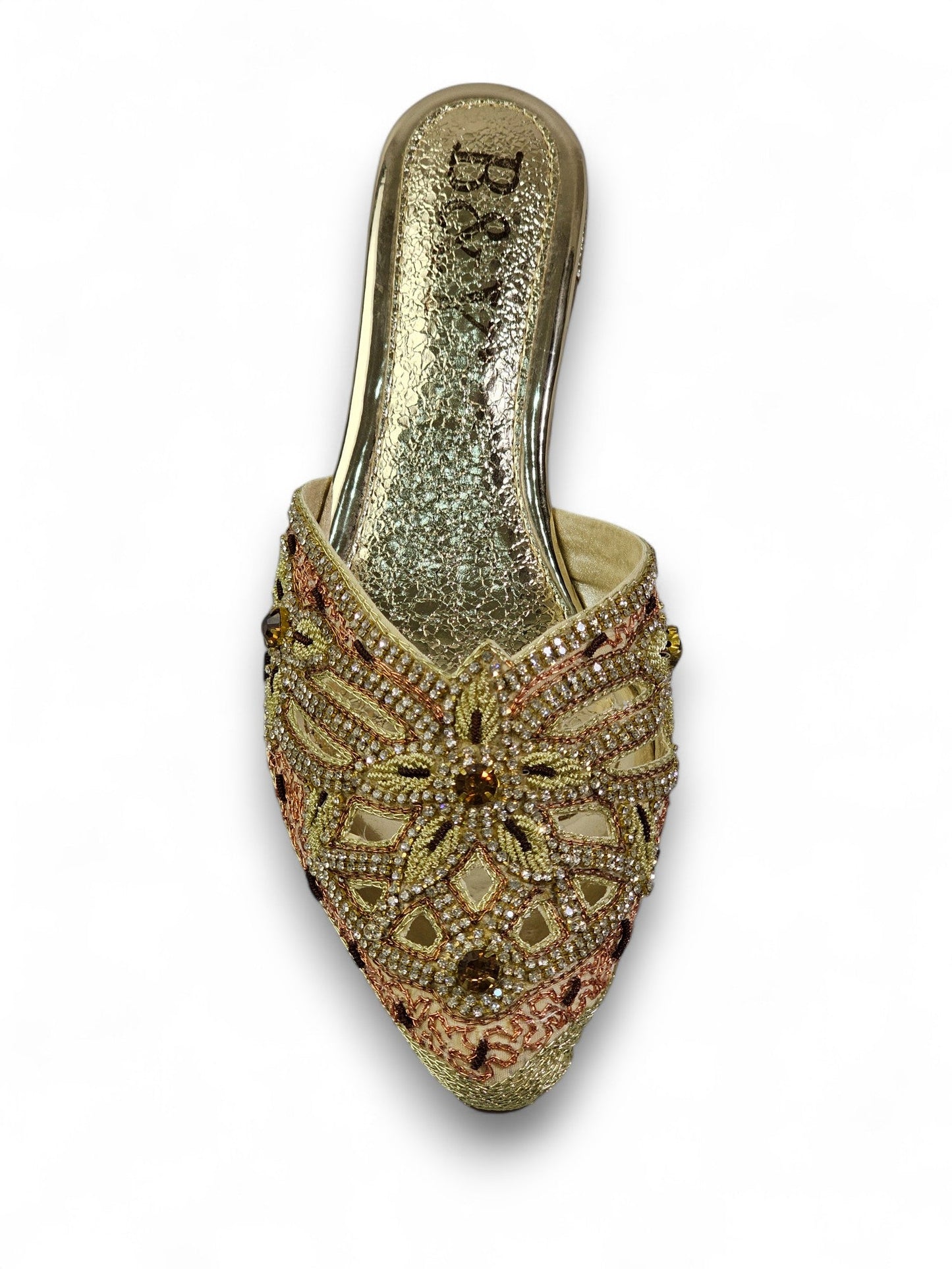 Delisse Golden Mid Heel Mule