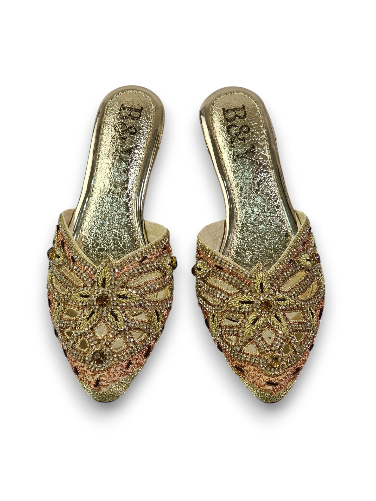 Delisse Golden Mid Heel Mule