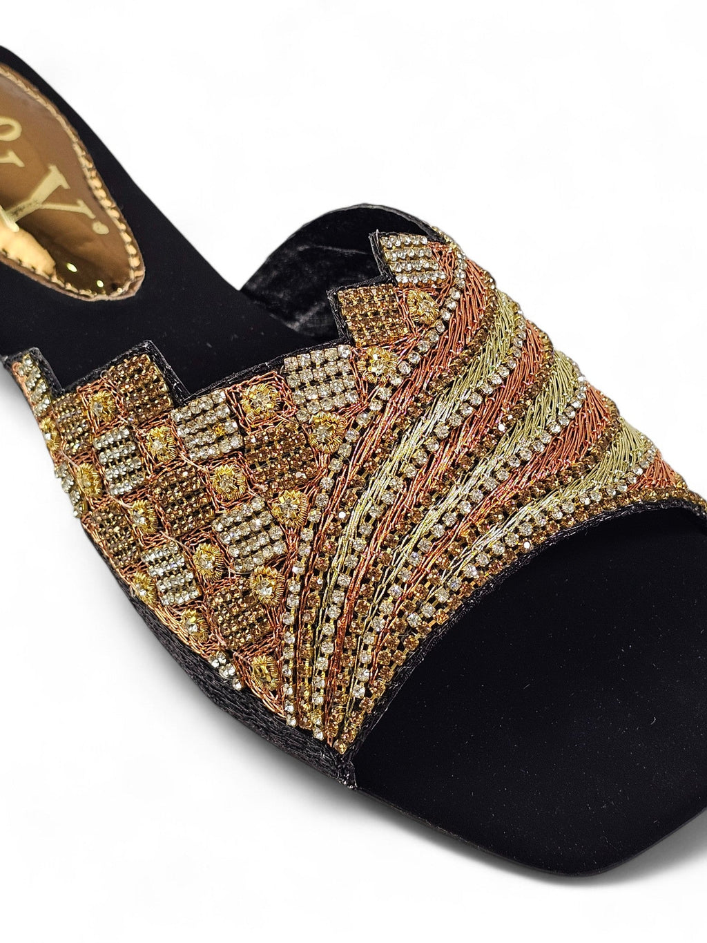 Silhouette Black Block Heel Slip On Sandals - Bilwani & Yakoob